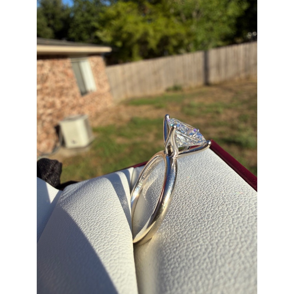 2.01ct Princess Lab Diamond Engagement Ring 14K White Gold Helzberg Hidden Tulip